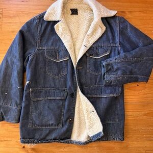 1970s Roebuck’s Denim Sherpa Trucker Jacket Barn Jacket Work Wear 40R